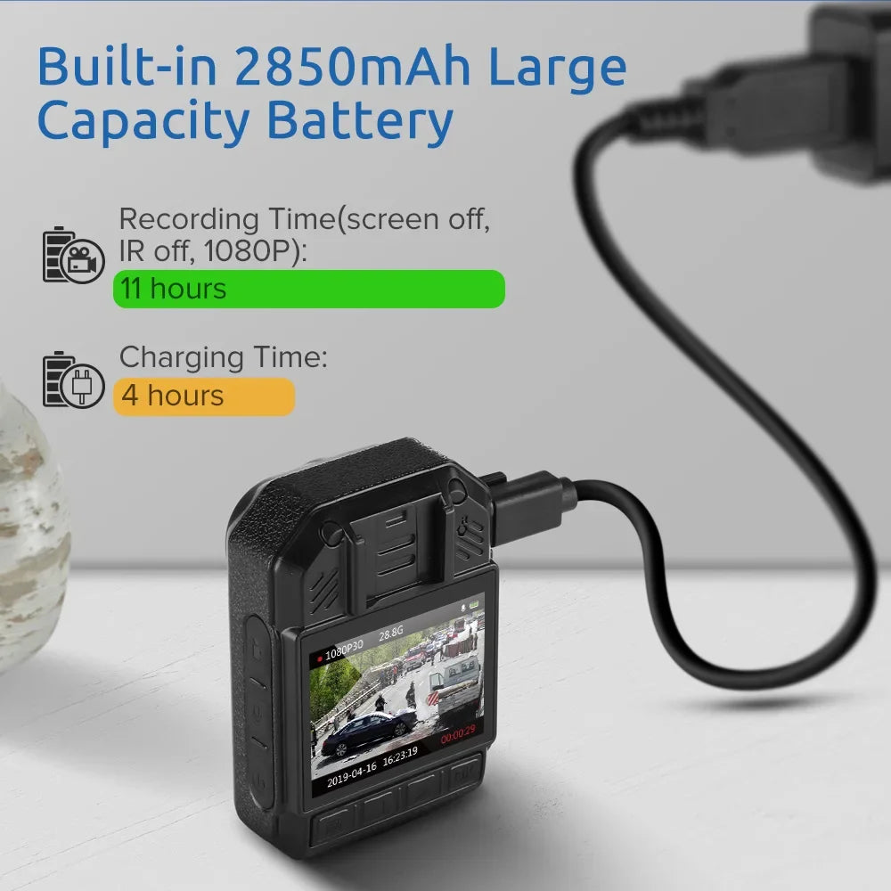 BOBLOV KJ21 Body Camera 1296P HD IR Night Vision, 170° Police Security DVR, Wearable Mini Camcorder for  Evidence Recording