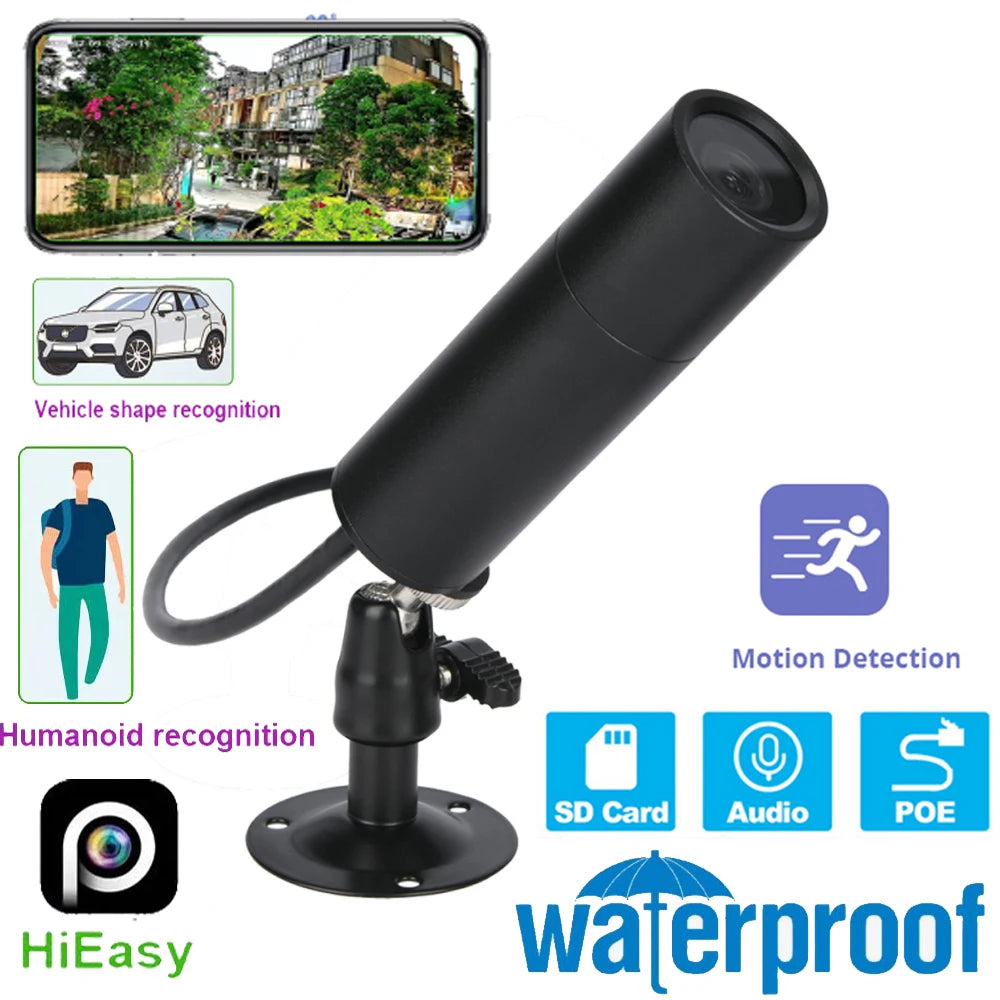 Mini Bullet Camera 5MP POE Cameras Outdoor Black-light-level Starlight Security Surveillance P2P Full HD Video Recorder Onvif IP