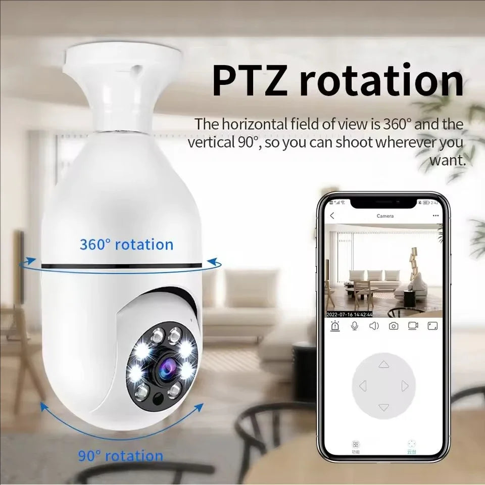 Telecamera da Lampadina E27 Full HD WiFi - Visione Notturna