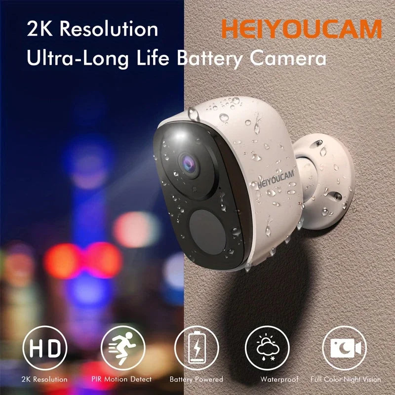 Wireless Outdoor Security Camera, 2K, 3MP, Battery Powered, WiFi, Spotlight Siren, 2-Way Audio, Waterproof