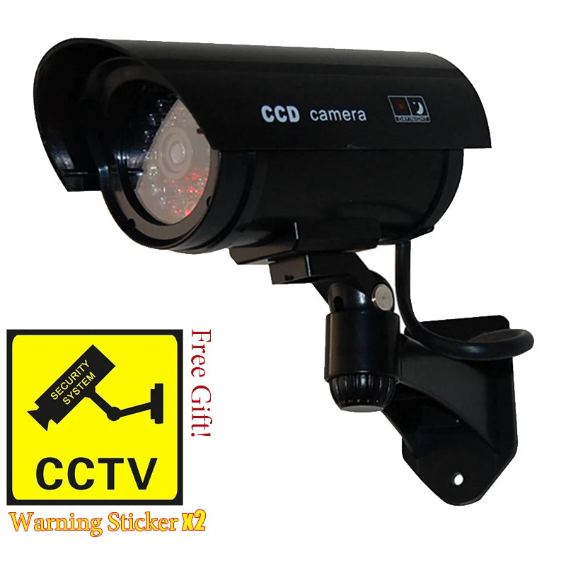 Creative Fake Bullet Camera Plastic Dummy CCTV Camera With Red Flashing Led Power Via AA Battery Surveillance Security System