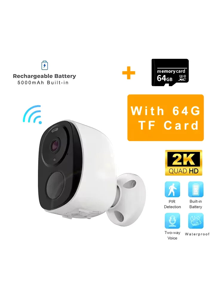 Wireless Outdoor Security Camera, 2K, 3MP, Battery Powered, WiFi, Spotlight Siren, 2-Way Audio, Waterproof