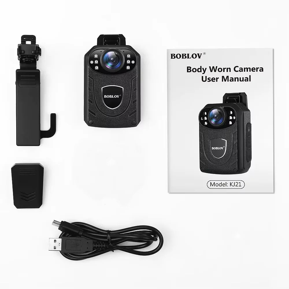 BOBLOV KJ21 Body Camera 1296P HD IR Night Vision, 170° Police Security DVR, Wearable Mini Camcorder for  Evidence Recording